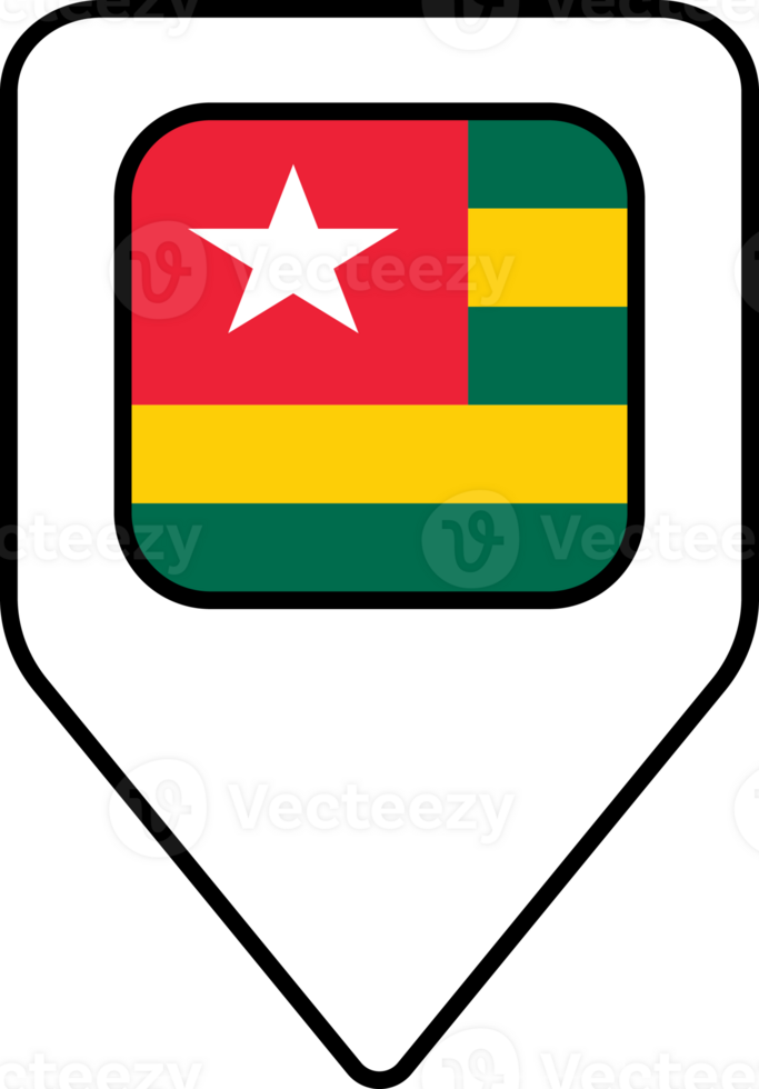 Togo flag map pin navigation icon, square design. png