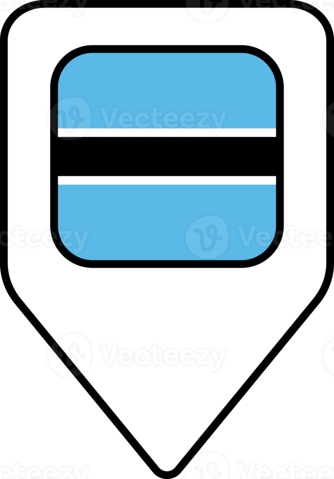 Botswana flag map pin navigation icon, square design. png