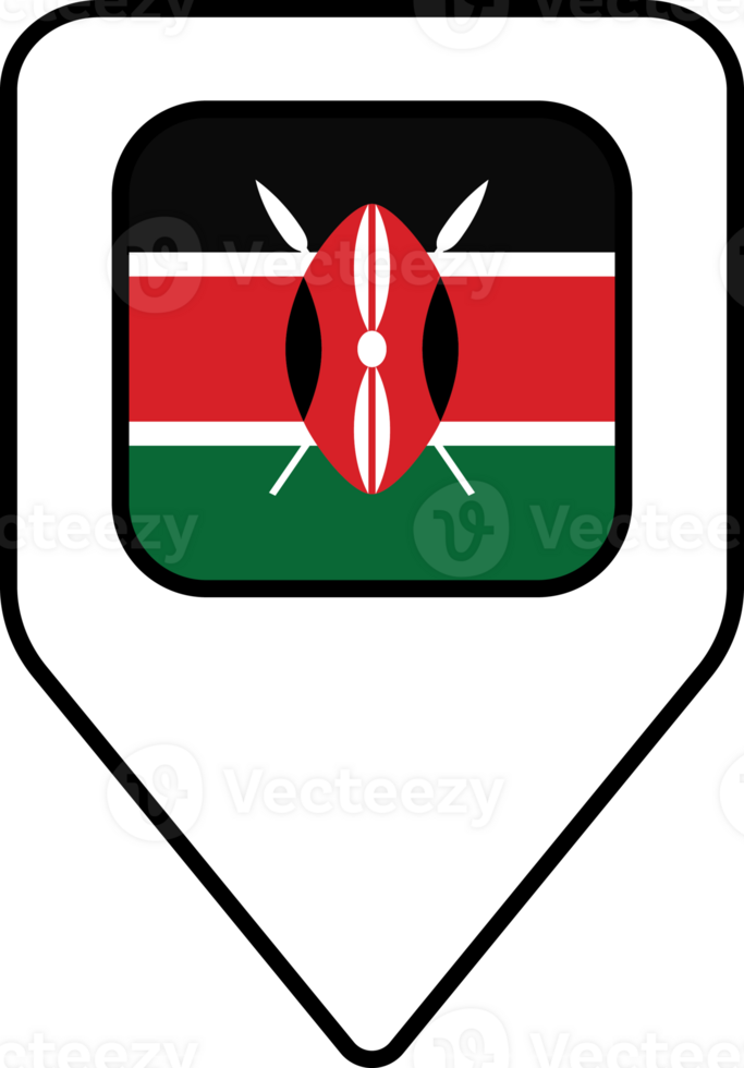 Kenya flag map pin navigation icon, square design. png