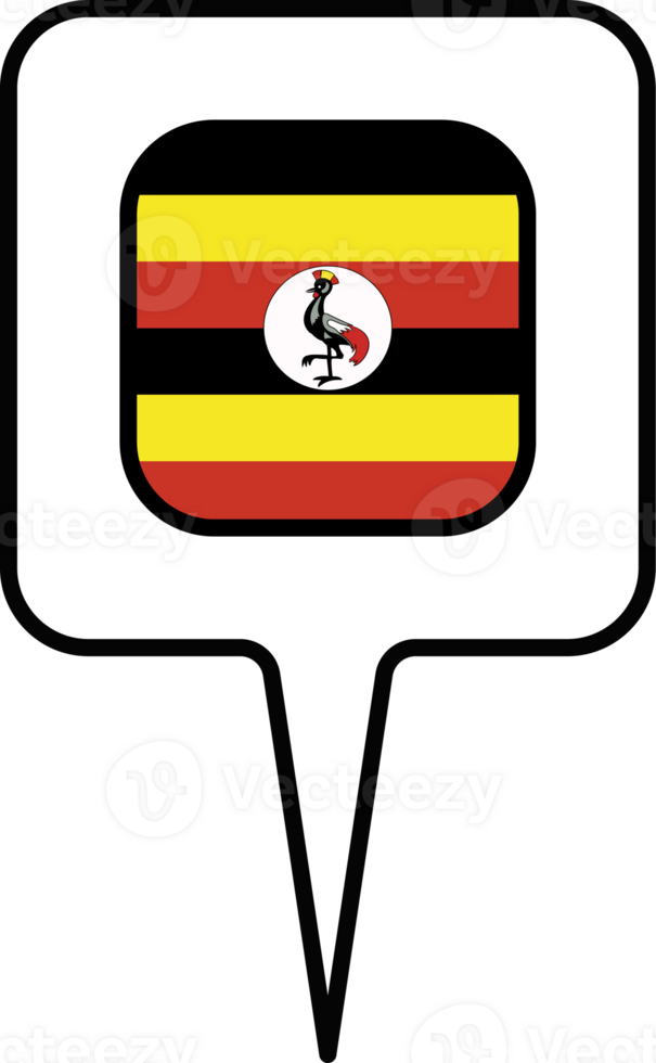 Uganda flag Map pointer icon, square design. png