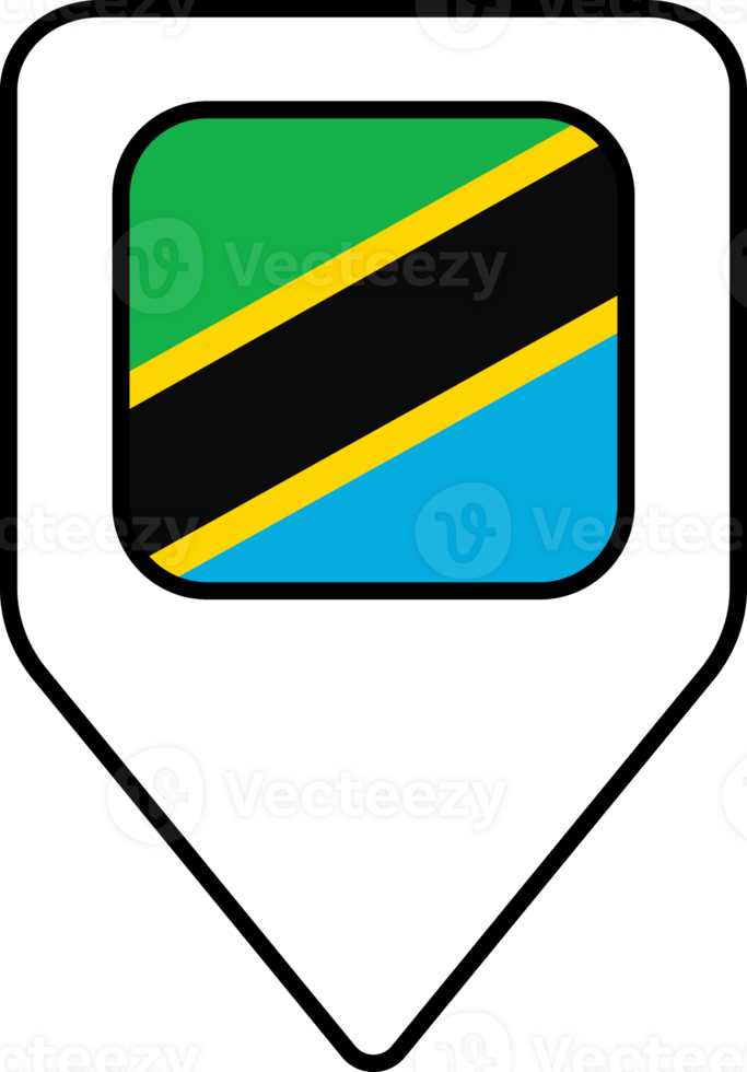 Tanzania flag map pin navigation icon, square design. png