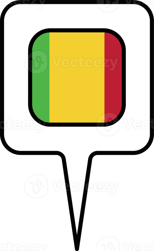 Mali flag Map pointer icon, square design. png