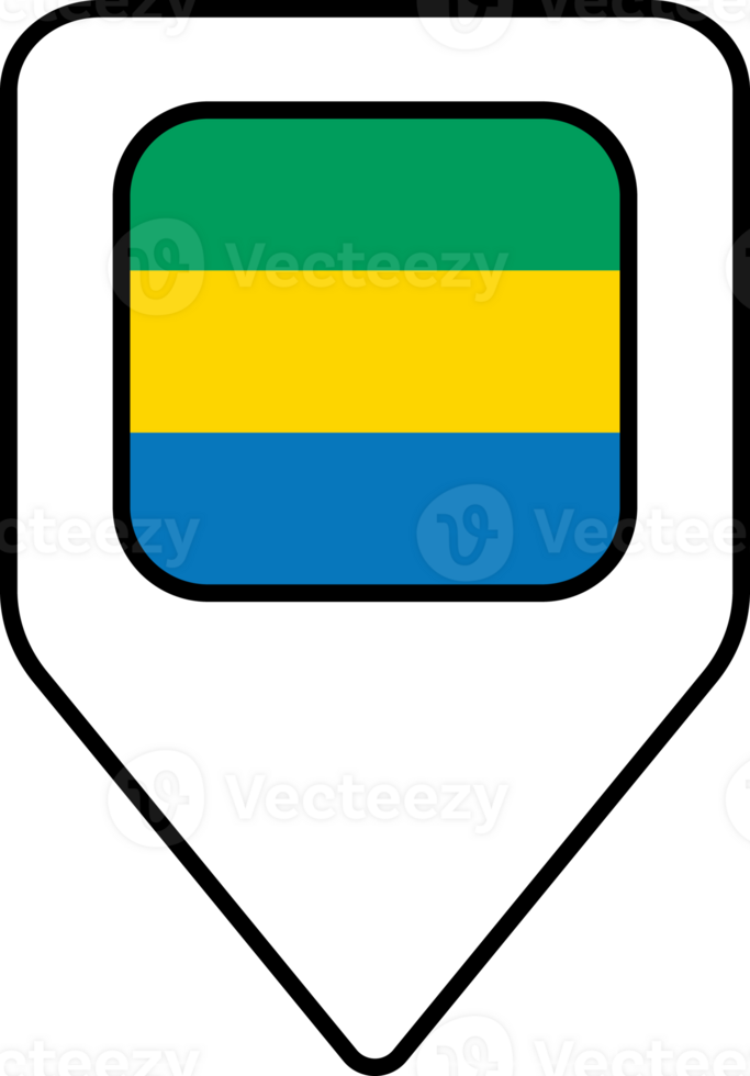 Gabon flag map pin navigation icon, square design. png