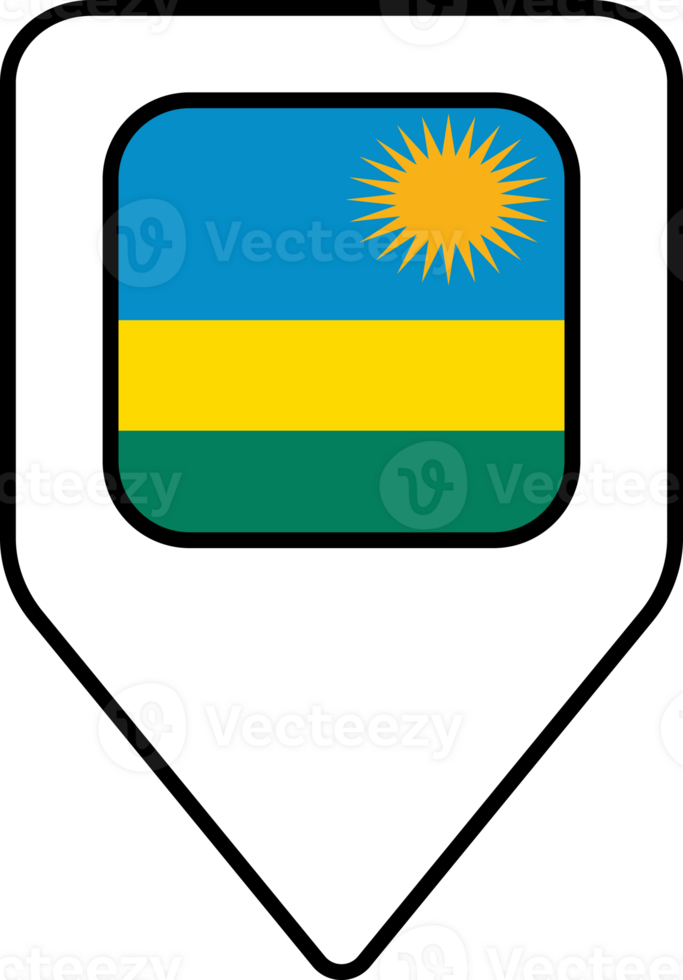 Rwanda flag map pin navigation icon, square design. png