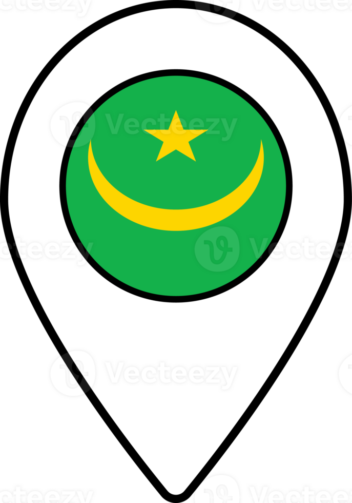 Mauritania flag map pin navigation icon. png