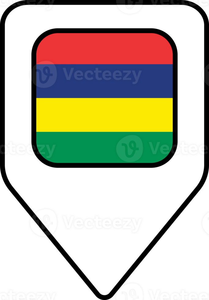 Mauritius flag map pin navigation icon, square design. png