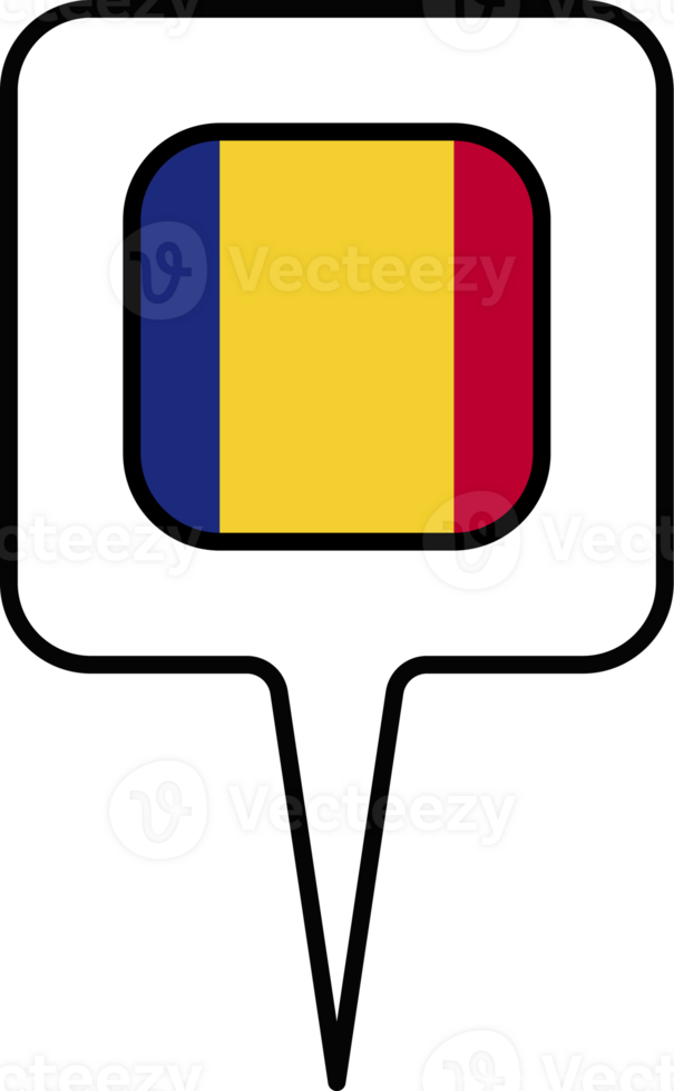Chad flag Map pointer icon, square design. png