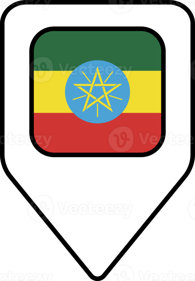 Ethiopia flag map pin navigation icon, square design. png