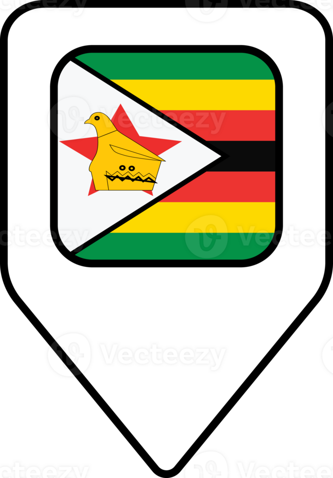 Zimbabwe flag map pin navigation icon, square design. png