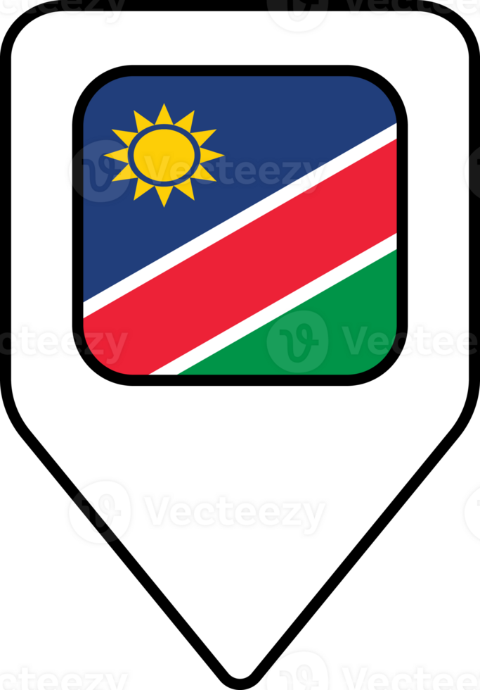 Namibia flag map pin navigation icon, square design. png