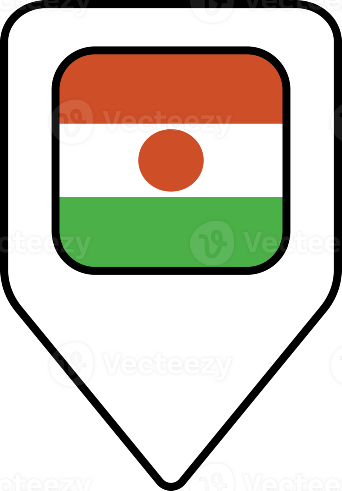 Niger flag map pin navigation icon, square design. png