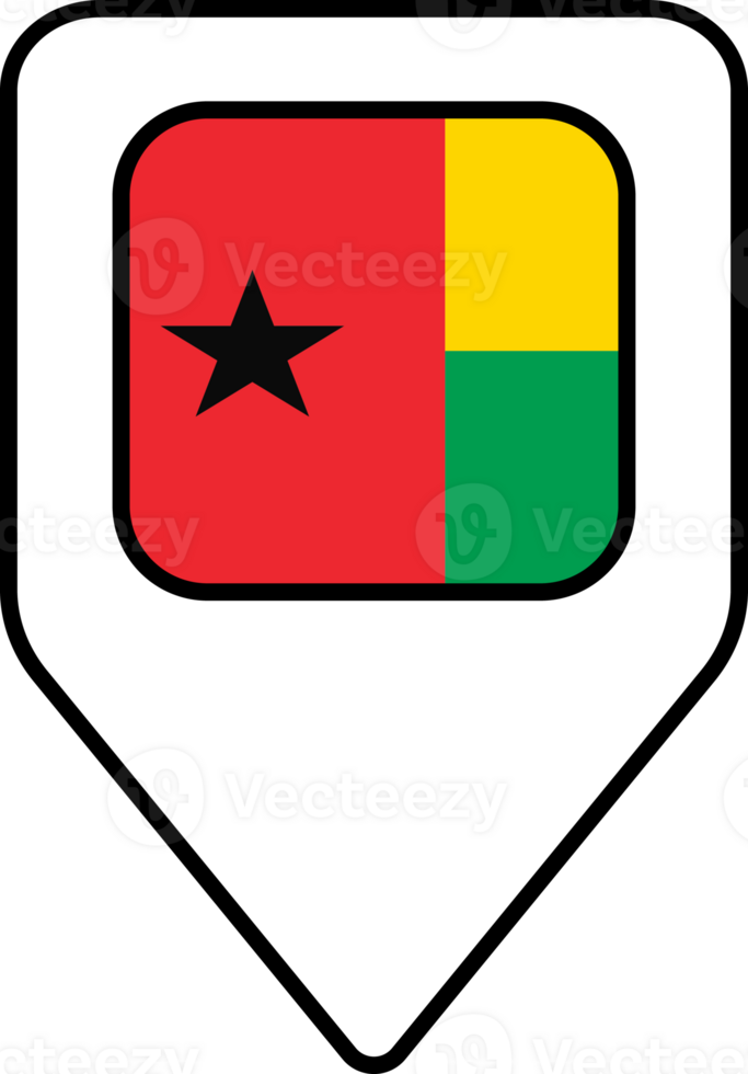Guinea Bissau flag map pin navigation icon, square design. png