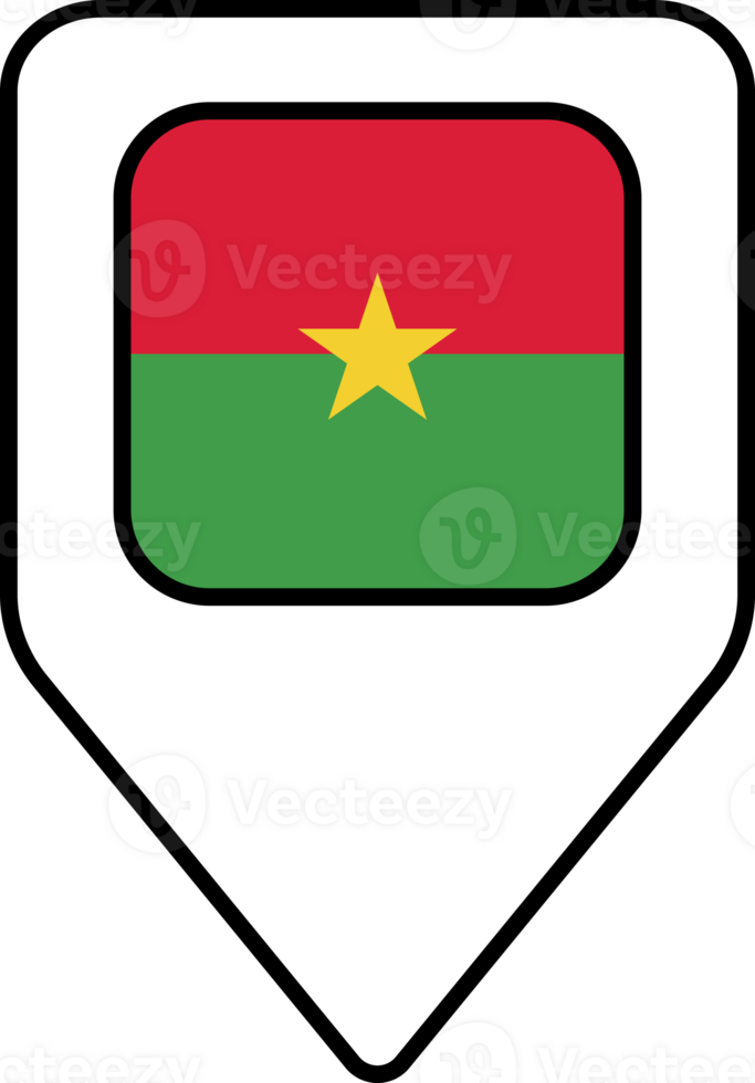 Burkina Faso flag map pin navigation icon, square design. png