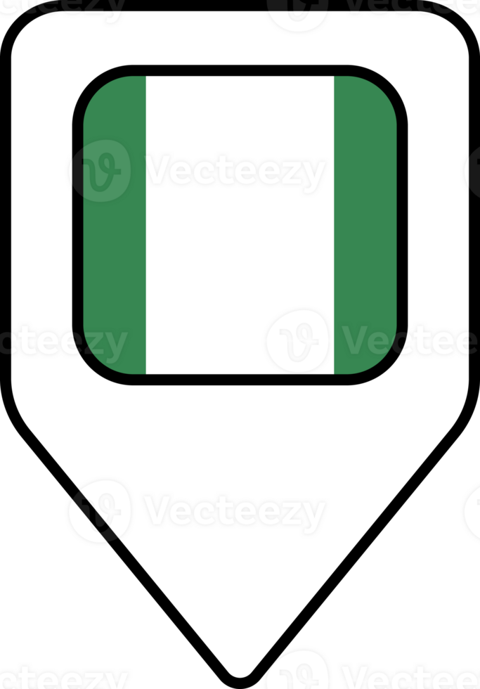 Nigeria flag map pin navigation icon, square design. png