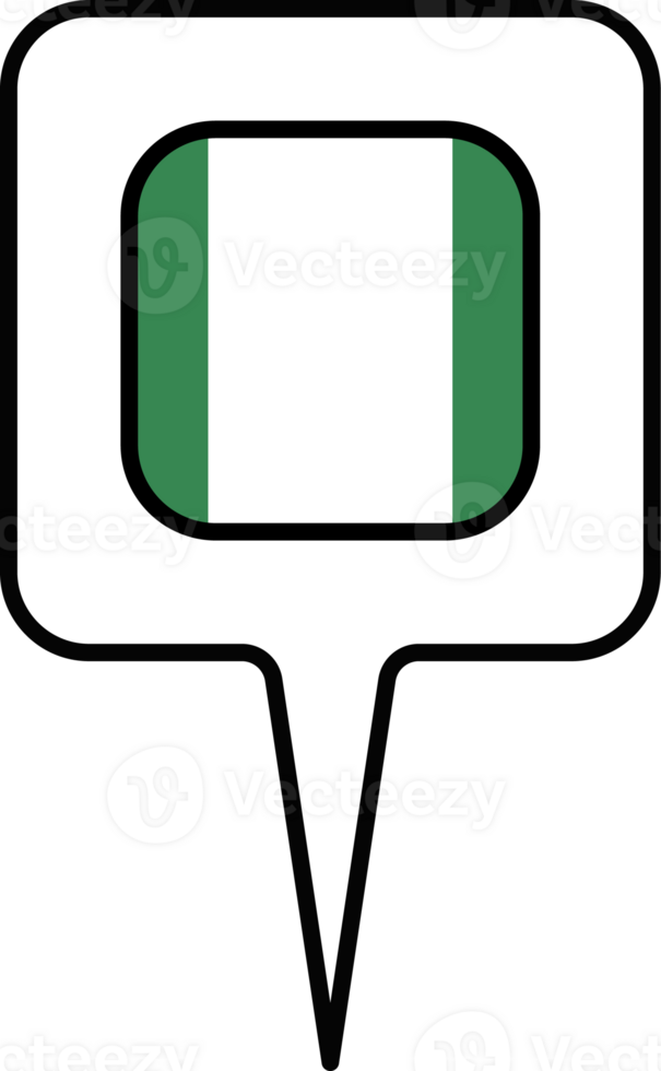 Nigeria flag Map pointer icon, square design. png