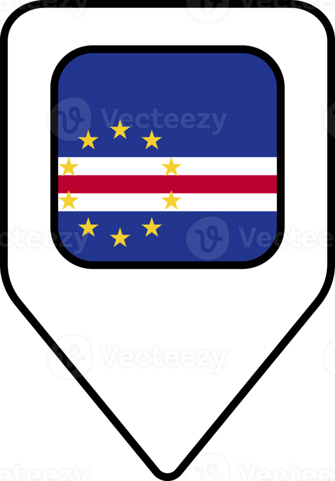 Cape Verde flag map pin navigation icon, square design. png