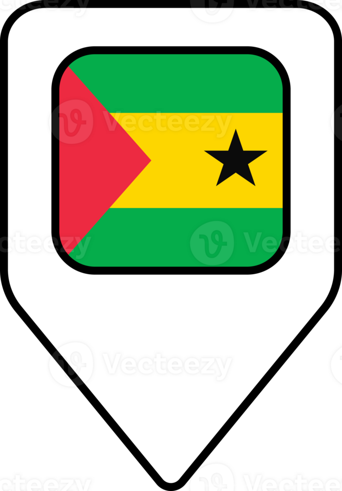Sao Tome and Principe flag map pin navigation icon, square design. png
