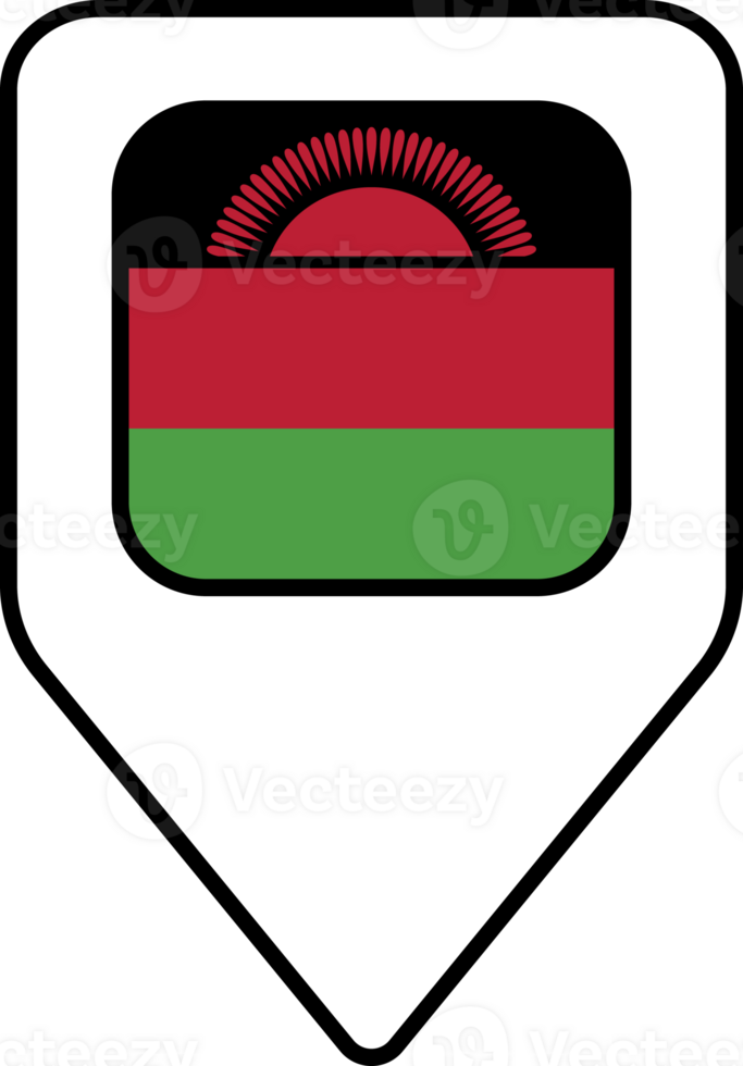 Malawi flag map pin navigation icon, square design. png