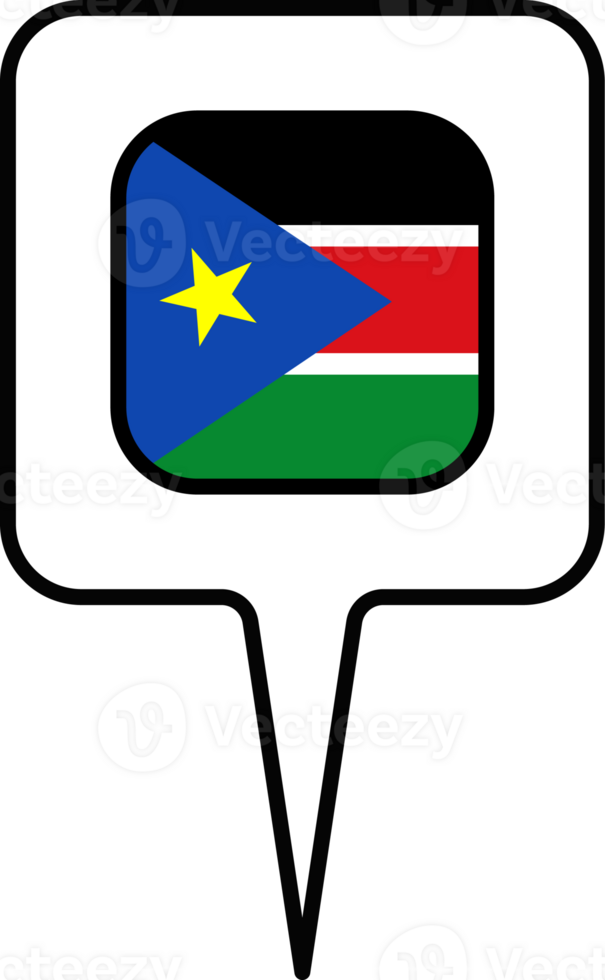 South Sudan flag Map pointer icon, square design. png