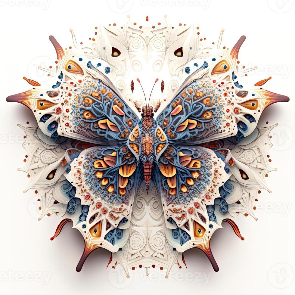 vistoso mariposa mandala Arte. creado con generativo ai tecnología. foto