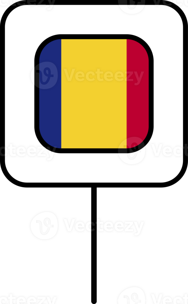 Chad flag square pin icon. png