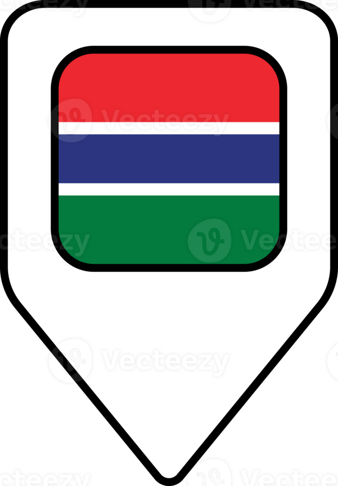 Gambia flag map pin navigation icon, square design. png