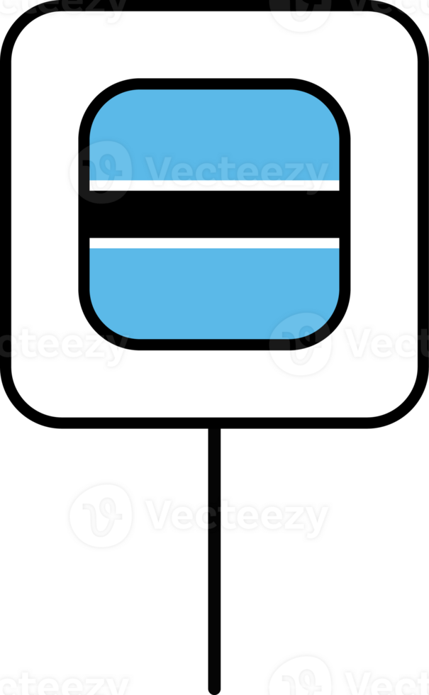 Botswana flag square pin icon. png