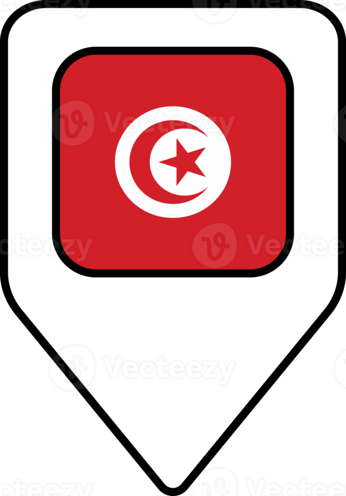 Tunisia flag map pin navigation icon, square design. png