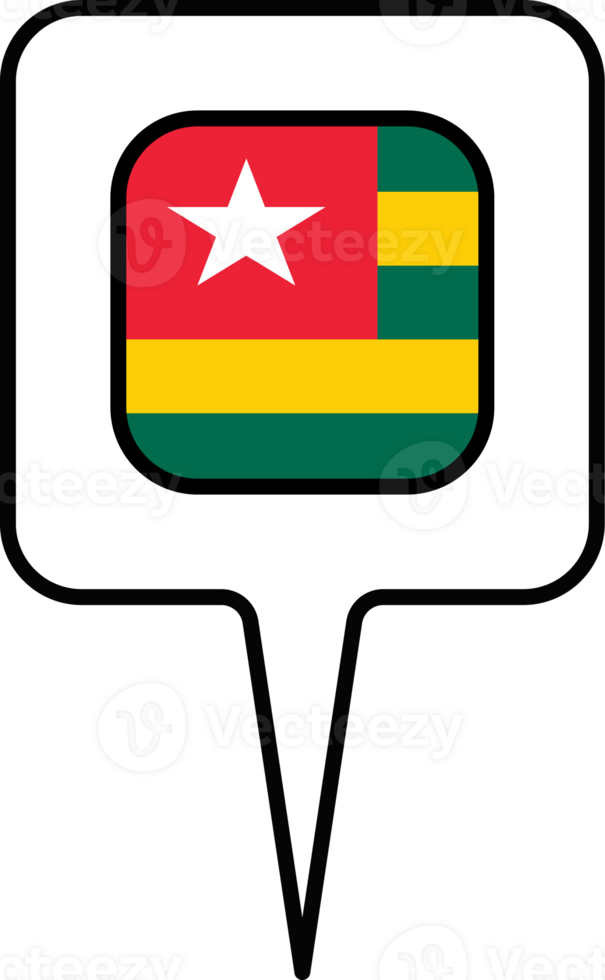 Togo flag Map pointer icon, square design. png