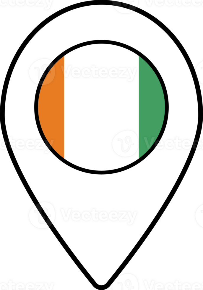 Cote d Ivoire flag map pin navigation icon. png