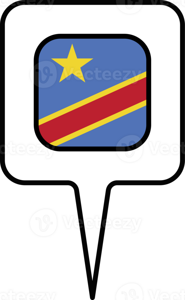 Republic of the Congo flag Map pointer icon, square design. png