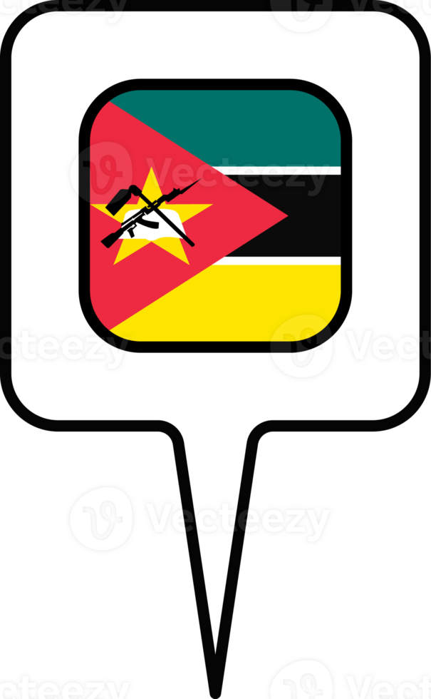 Mozambique flag Map pointer icon, square design. png