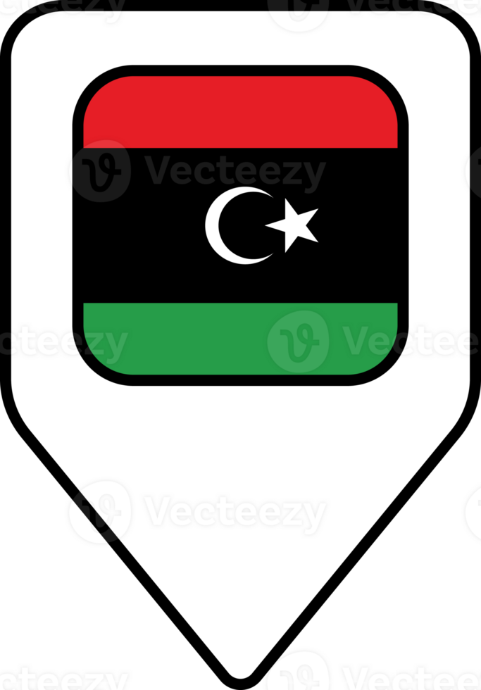 Libya flag map pin navigation icon, square design. png