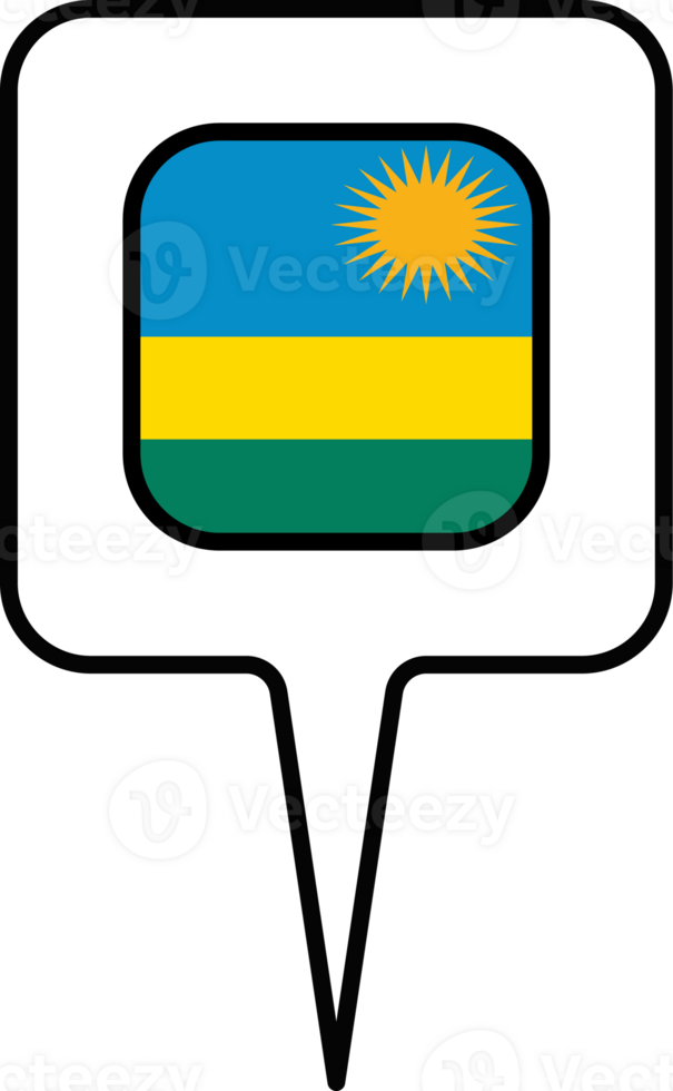 Rwanda flag Map pointer icon, square design. png