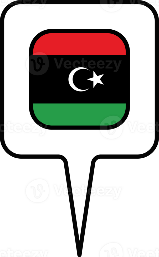 Libya flag Map pointer icon, square design. png