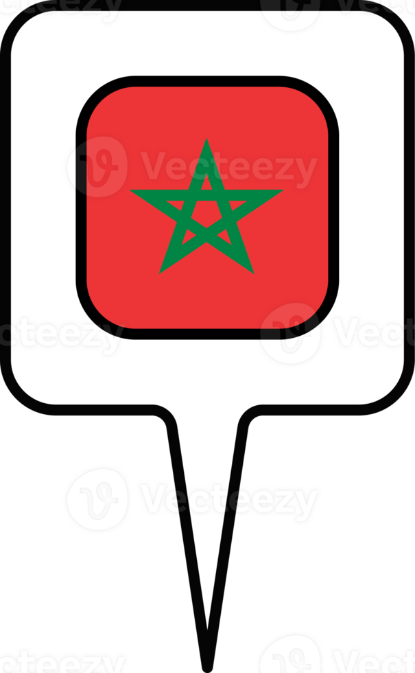 Maroc drapeau carte aiguille icône, carré conception. png