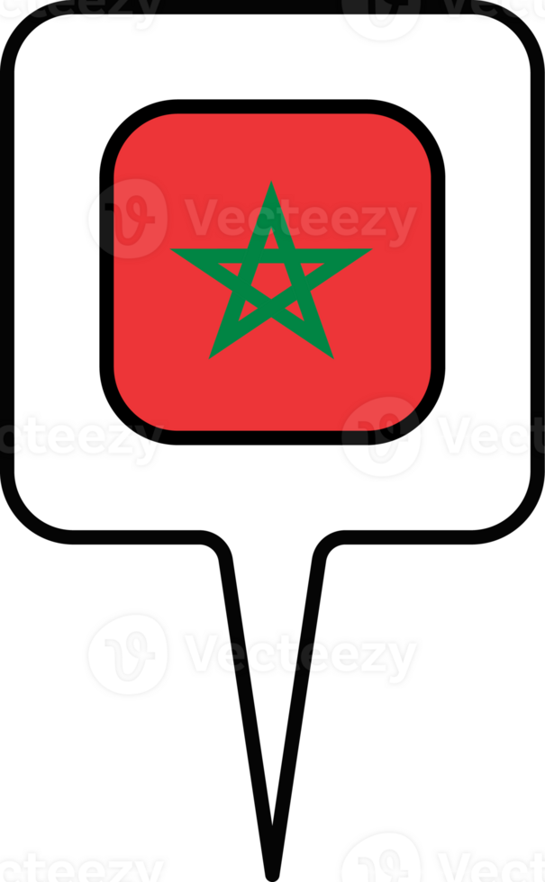 Morocco flag Map pointer icon, square design. png