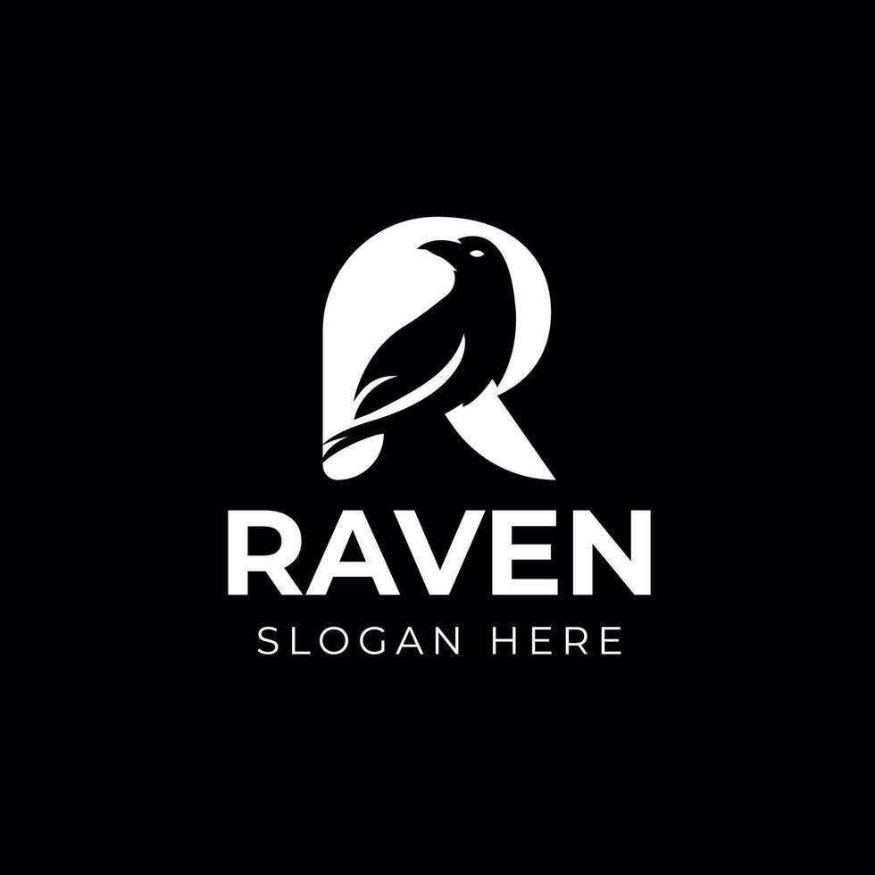 Letter R Raven logo designs, minimalist logotype vector