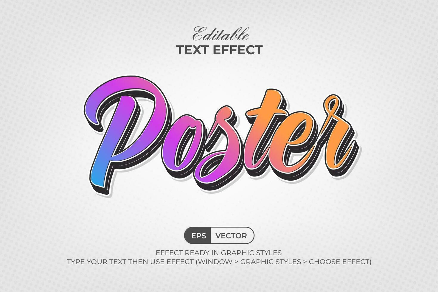 vistoso texto efecto póster estilo. editable texto efecto. vector