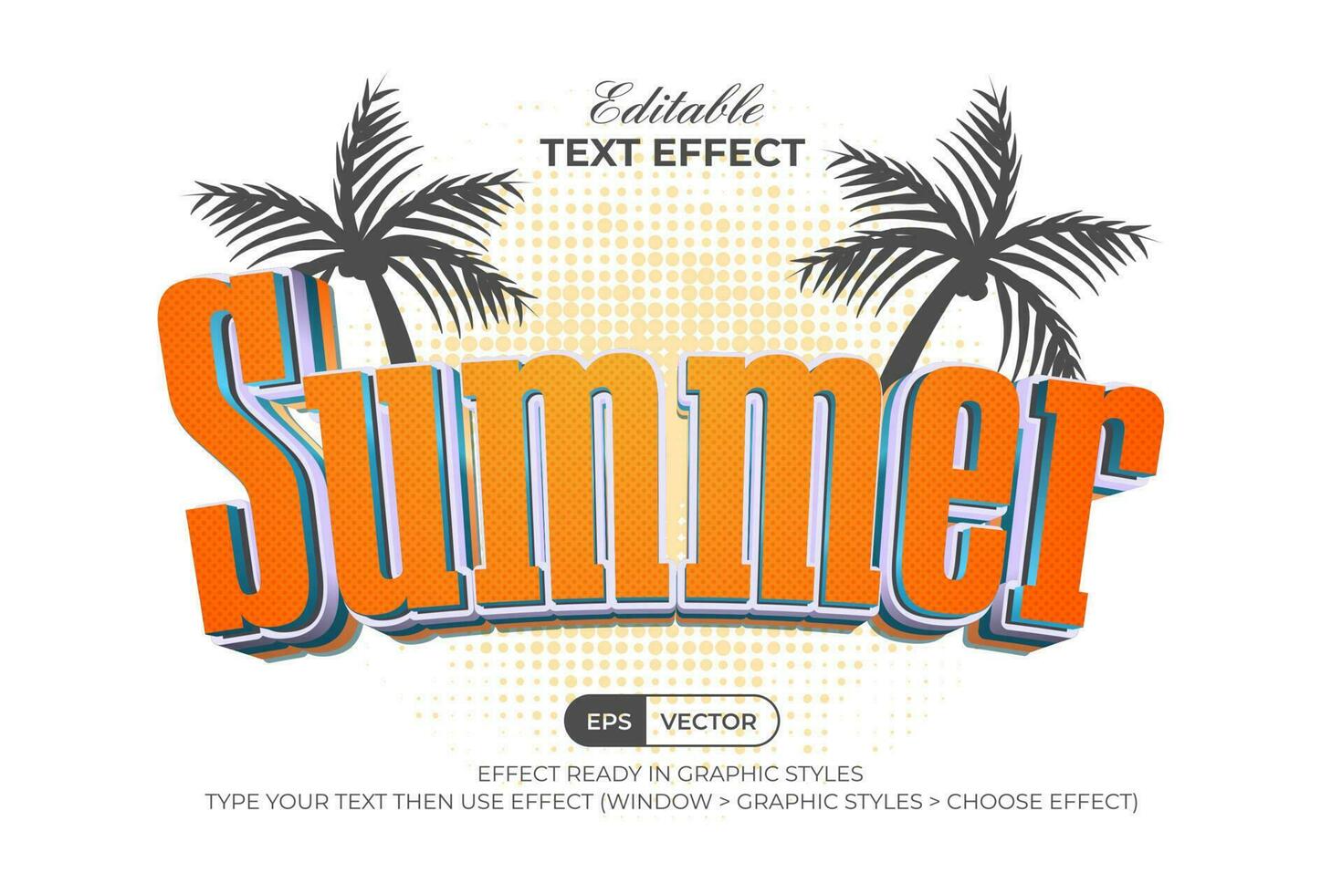 Summer 3d text effect style with halftone textured. Editable text effect. vector