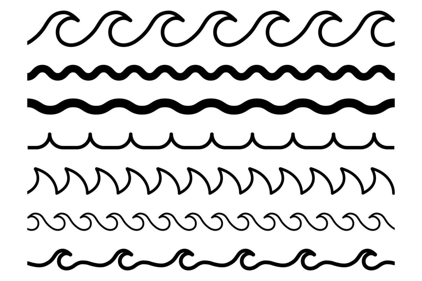 Wave icon set. Collection of Water line symbol. Flat vector illustration