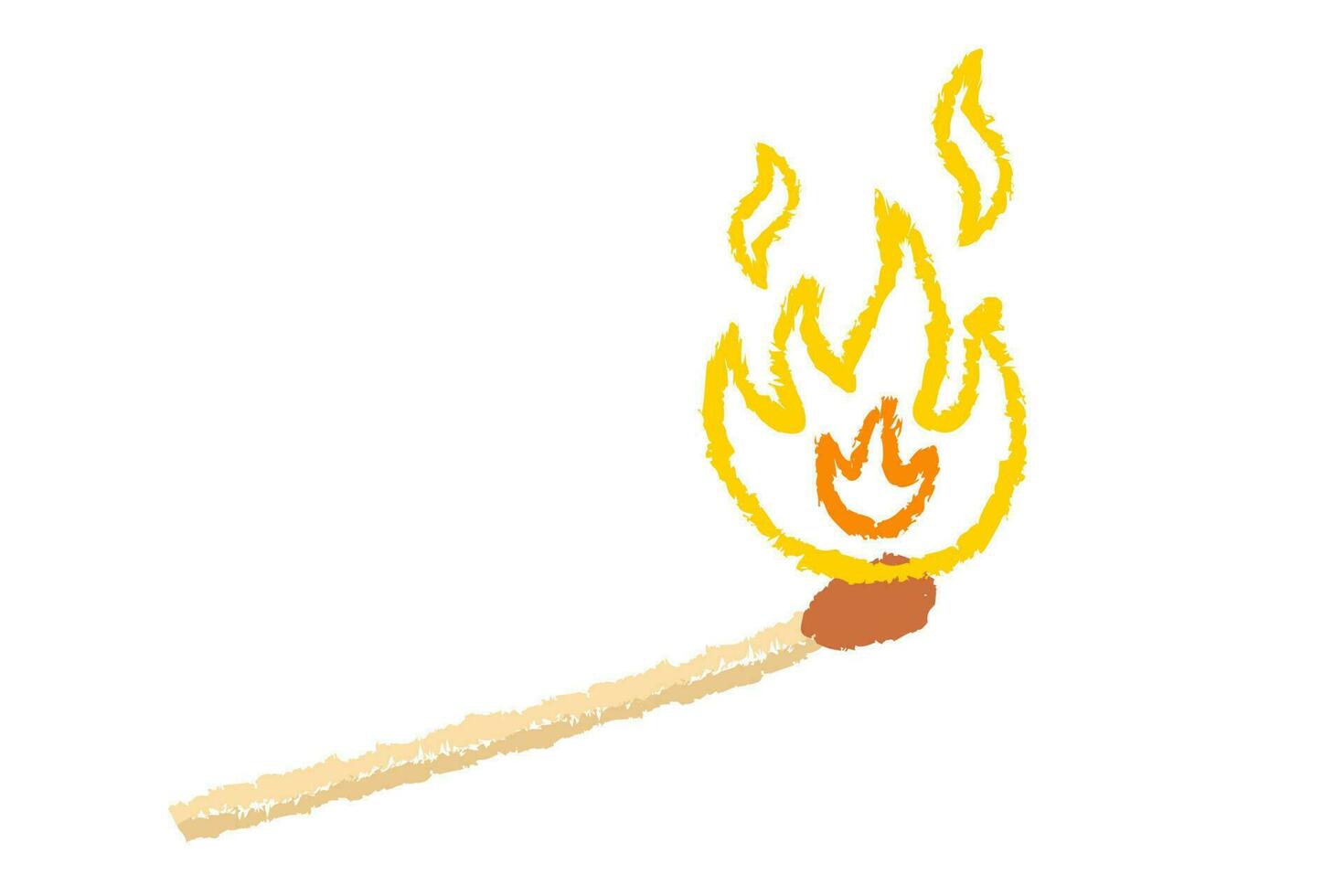 Vector retro illustration of a match with fire in hand drawing style.