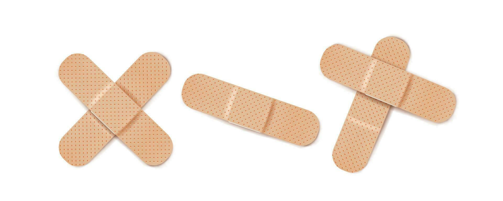Vector set illustrations of band aids. Vector set aid bandages different forms.