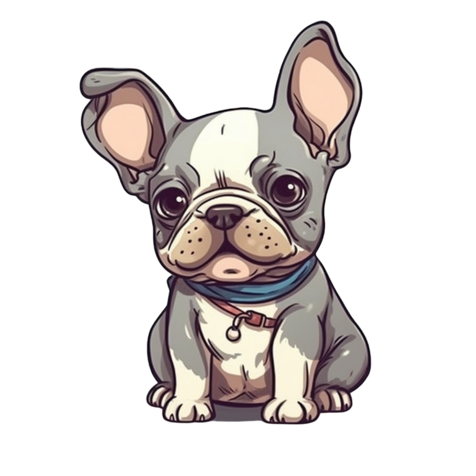 Frans bulldog tekenfilm clip art, ai gegenereerd png