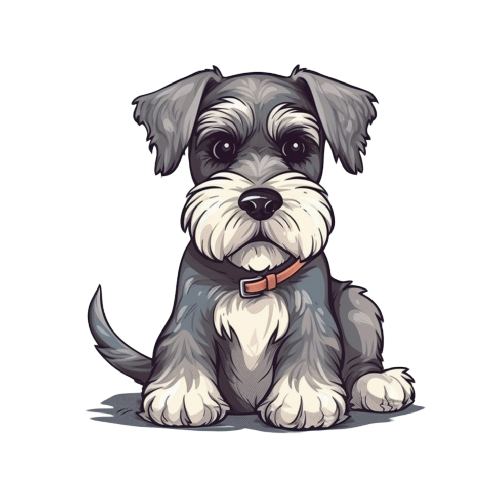 schnauzer desenho animado cachorro clipart,ai gerado png