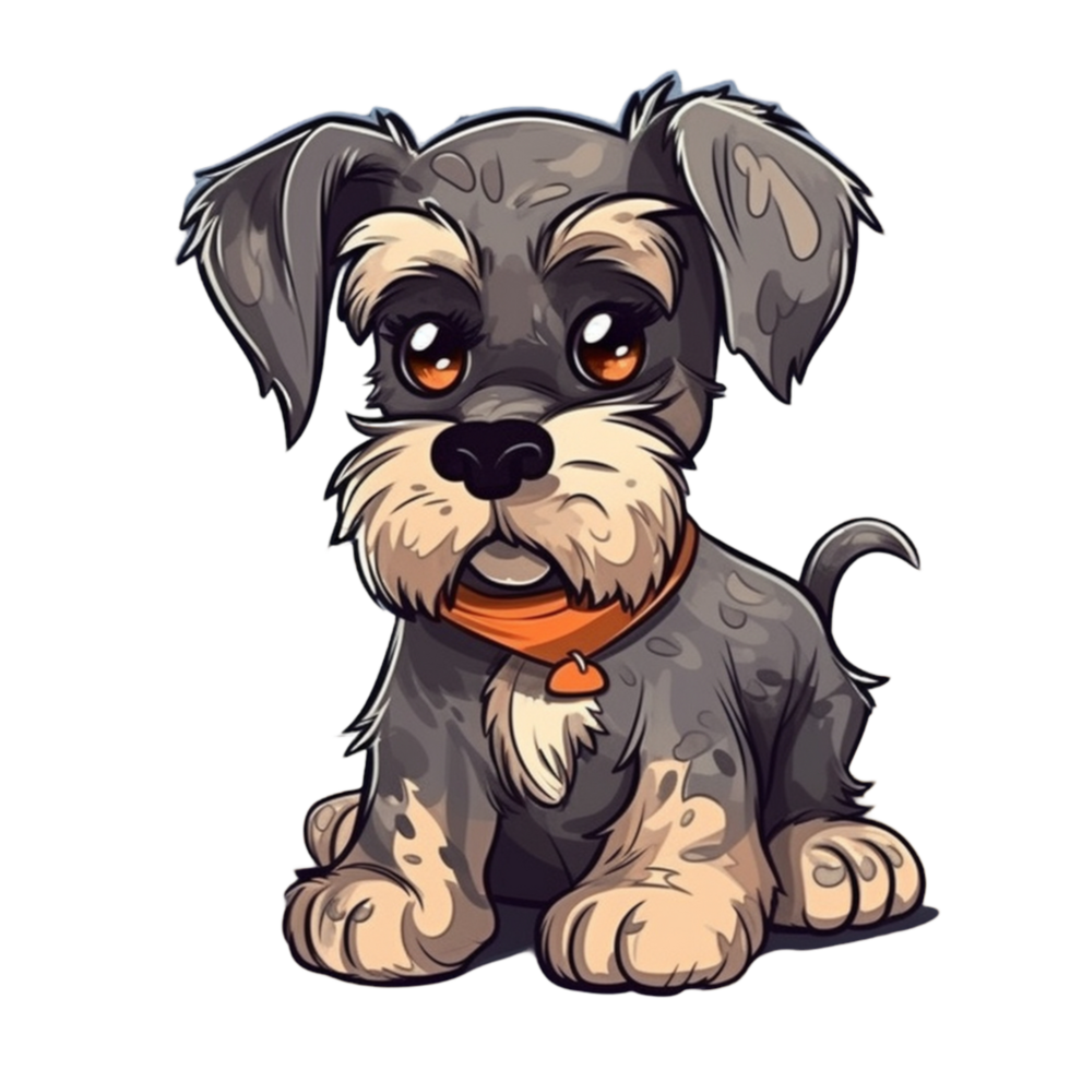 schnauzer tekenfilm hond clipart, ai gegenereerd png