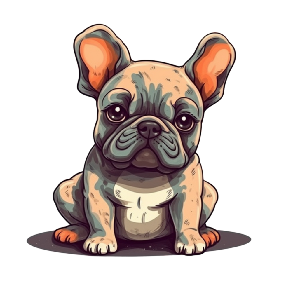 Frans bulldog tekenfilm clip art, ai gegenereerd png