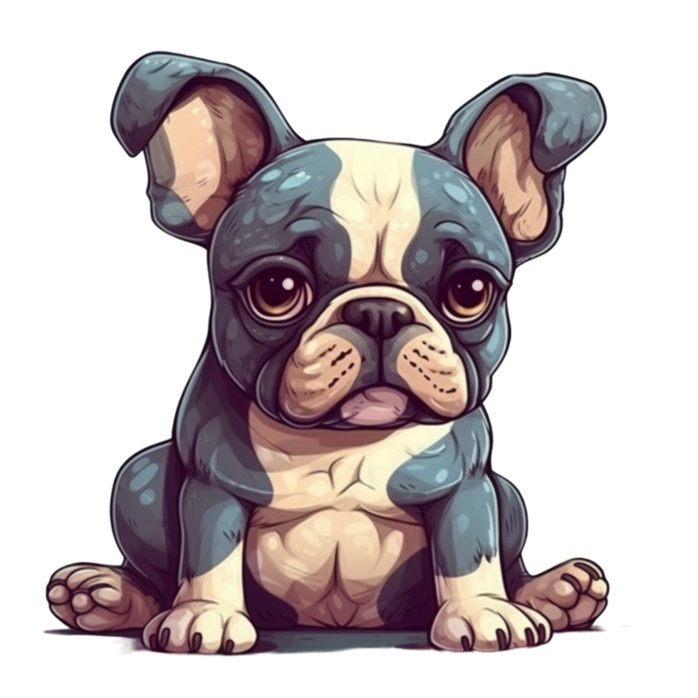 Frans bulldog tekenfilm clip art, ai gegenereerd png