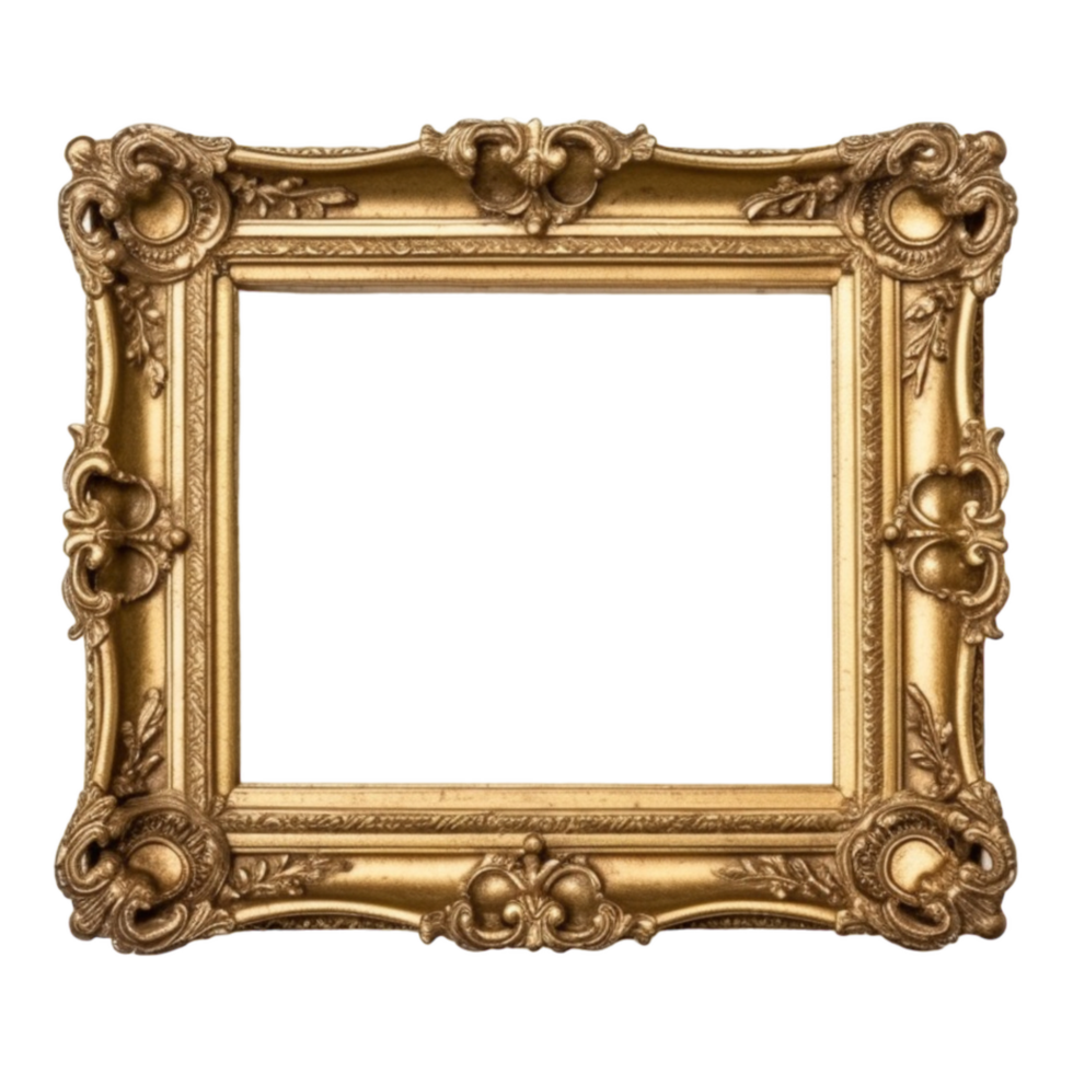 Vintage picture frame, luxury photo frame, png