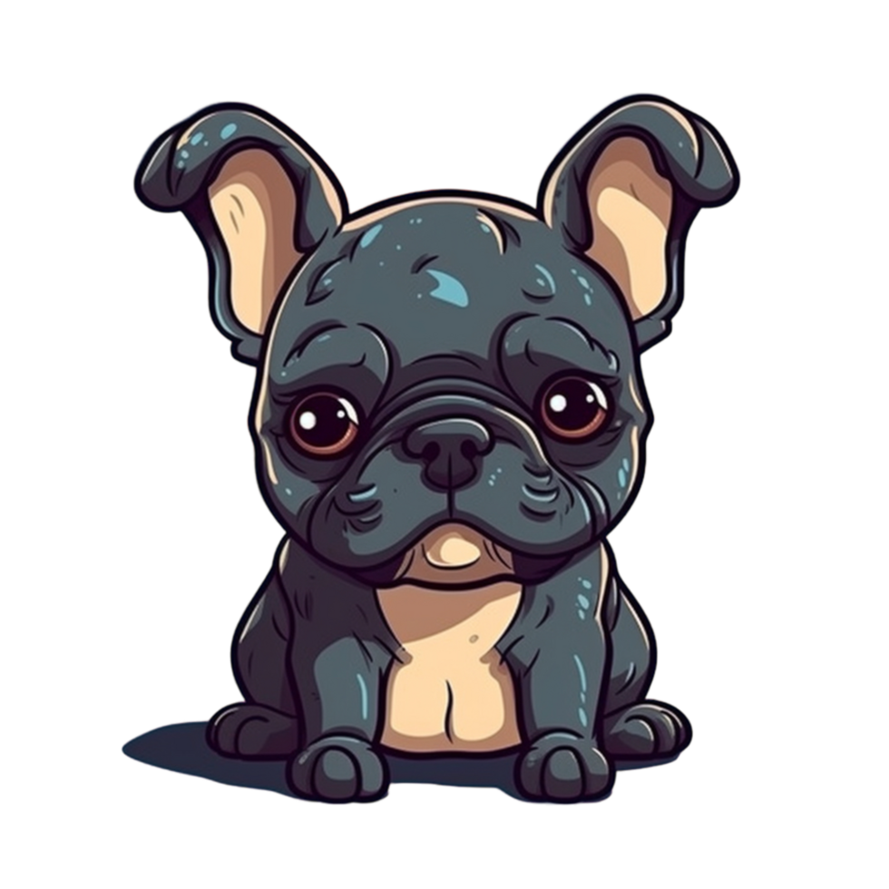 Frans bulldog tekenfilm clip art, ai gegenereerd png